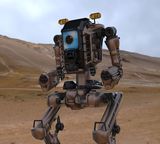 robot war fight desert sand