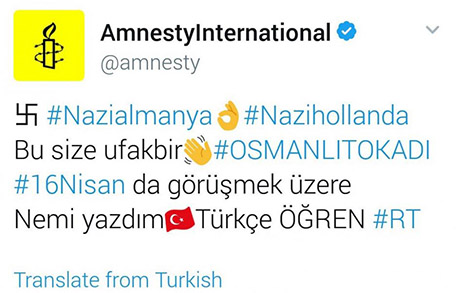 Amnesty International Twitter account hacked via Twitter Counter