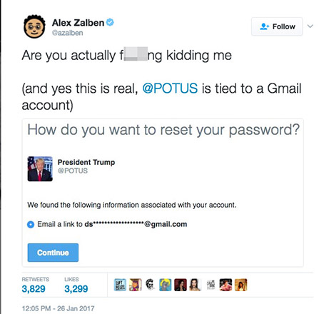 POTUS account using a Gmail address