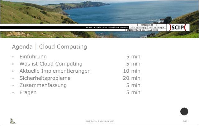 Vortrag zum Thema Cloud Computing