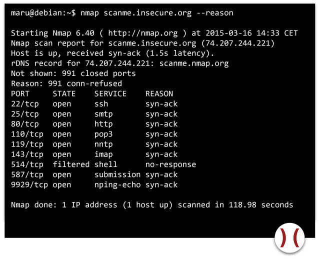 Nmap detects a filtered port