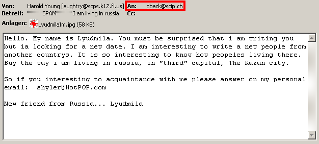 Ein Russian Bride Scam Mail