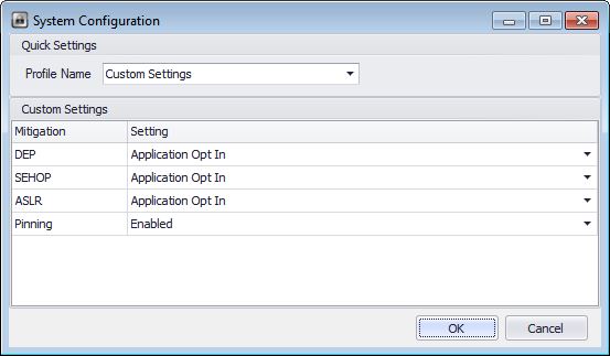 System Mitigation Settings