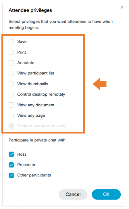 Details of different privileges