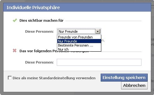 Individuelle Privatsphäre auf Facebook