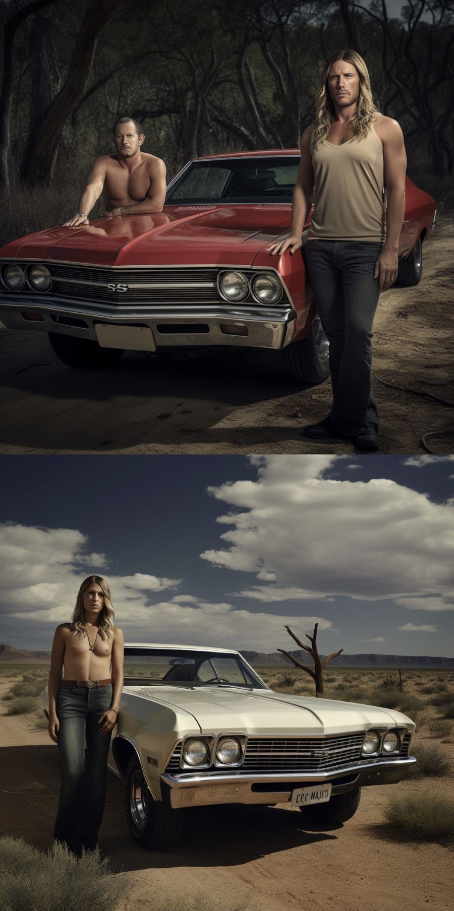 A couple in front of a 1969 El Camino