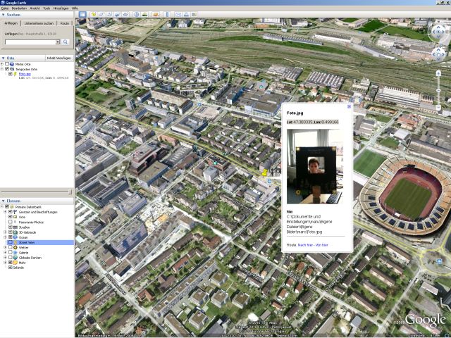 Lokalisierung eines Bilds auf Google Earth