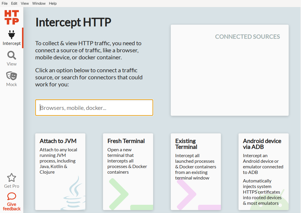 Verbinden mittels HTTP Toolkit