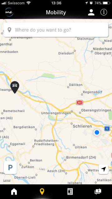 Location displayed in the Mercedes me app