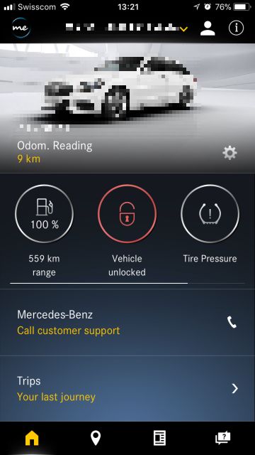 Übersicht in der Mercedes me App