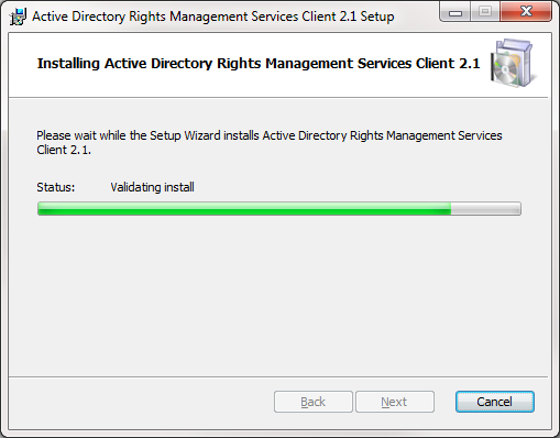 Installation of AD RMS services client