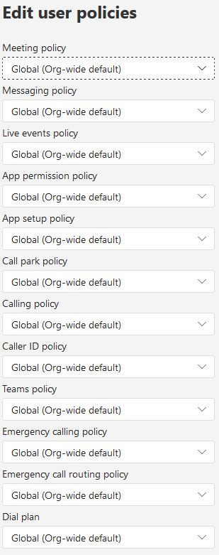 Edit user policies