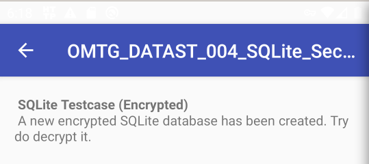 MSTG App SQLite verschlüsselt