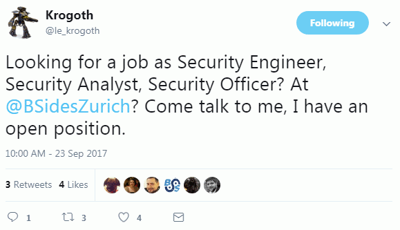 position advertised on Twitter