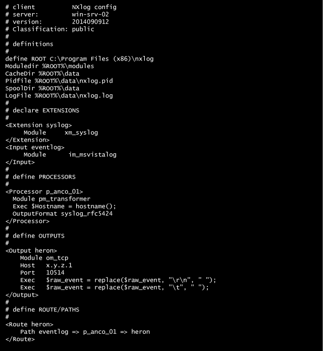 Eine funktionierende NXlog Config